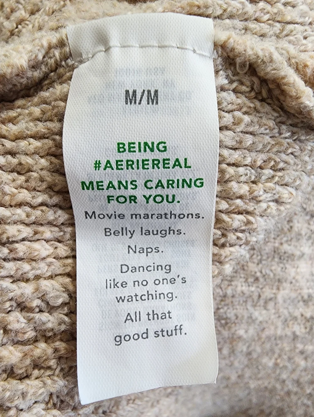 Aerie Waffle Knit Lounge Set M Beige Sweater Wide Leg Pants Cozy FLAW READ DESC - Picture 13 of 16